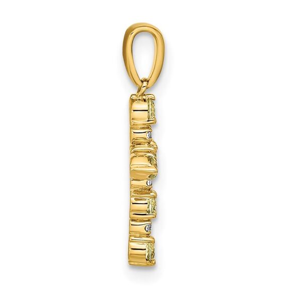 Kazi Luxury 14k Yellow Gold Peridot and Diamond Cross Pendant
